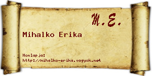 Mihalko Erika névjegykártya